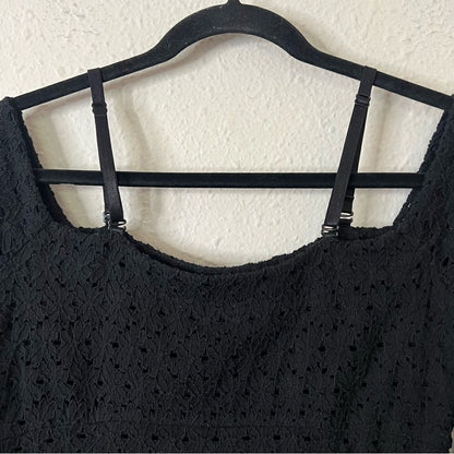 Free People Sophia Black Eyelet Crochet Mini Dress Bodycon Revolve