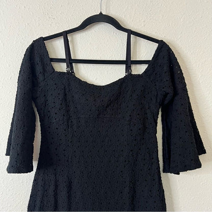 Free People Sophia Black Eyelet Crochet Mini Dress Bodycon Revolve