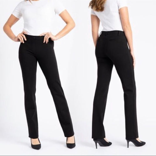 Betabrand Black Straight Leg Classic Dress Pant Yoga Pants Size L Petites