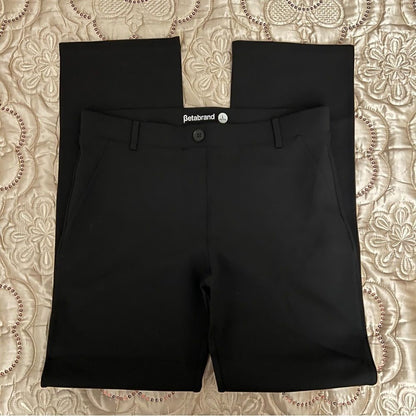 Betabrand Black Straight Leg Classic Dress Pant Yoga Pants Size L Petites