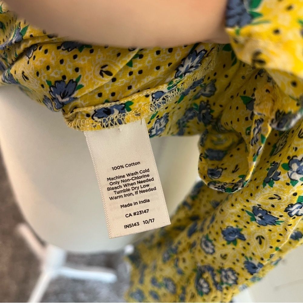 Talbots Floral Blouse Bandana Print Bell Sleeve Size Large Petite Popover
