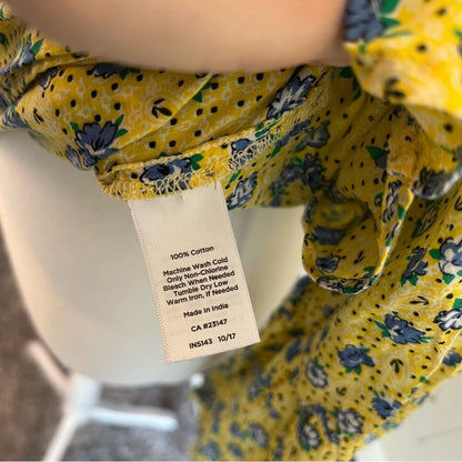 Talbots Floral Blouse Bandana Print Bell Sleeve Size Large Petite Popover