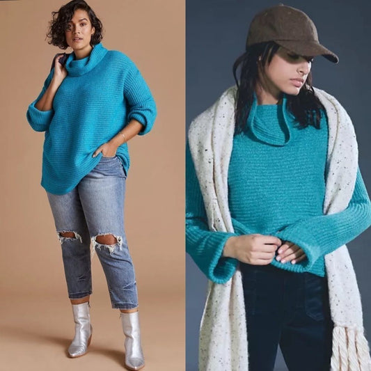 Anthropologie Pilcro Cowl Neck Sweater Aqua