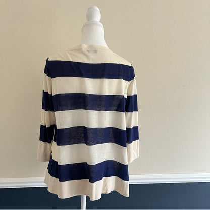 J. Crew Stripe Swingtime Silk Linen Blend Sweater Top Size Small Lightweight