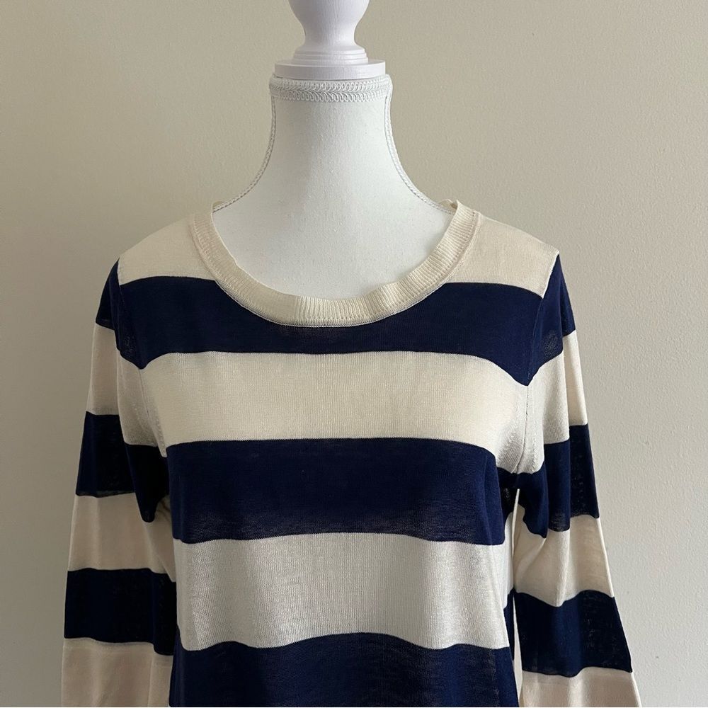 J. Crew Stripe Swingtime Silk Linen Blend Sweater Top Size Small Lightweight