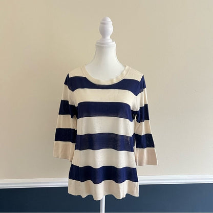 J. Crew Stripe Swingtime Silk Linen Blend Sweater Top Size Small Lightweight