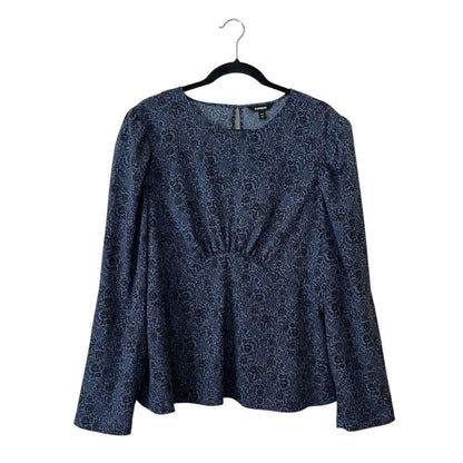 Express Puff Sleeve Floral Blouse Size XL Long Sleeve