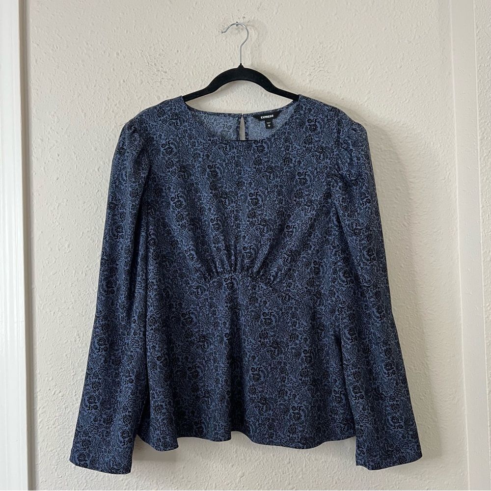 Express Puff Sleeve Floral Blouse Size XL Long Sleeve