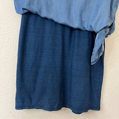 Anthropologie Amadi Denim Chambray Sandy Tuck Dress Size Medium
