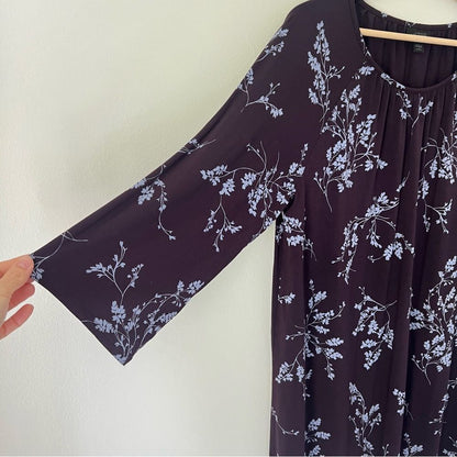 J Jill Wearever Collection Floral Top Size Large Petite 3/4 Sleeve