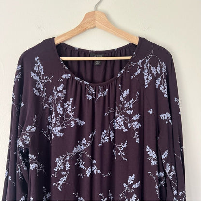 J Jill Wearever Collection Floral Top Size Large Petite 3/4 Sleeve
