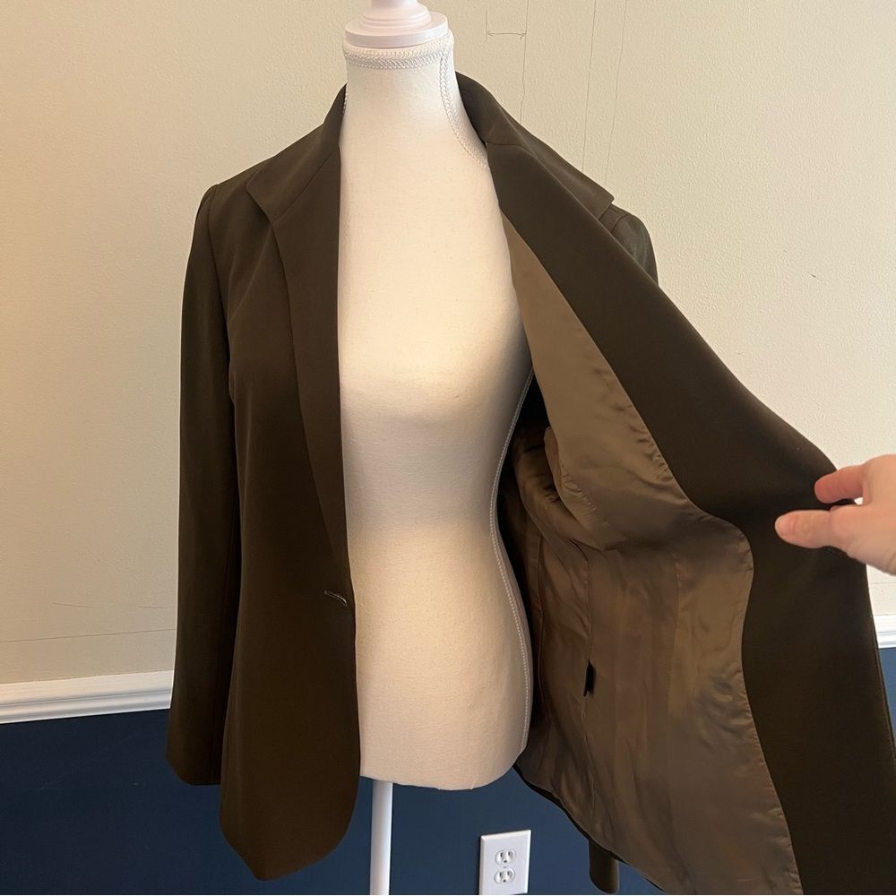 Lafayette 148 New York Wool Blazer Size 10 Olive Green