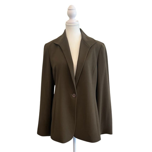Lafayette 148 New York Wool Blazer Size 10 Olive Green