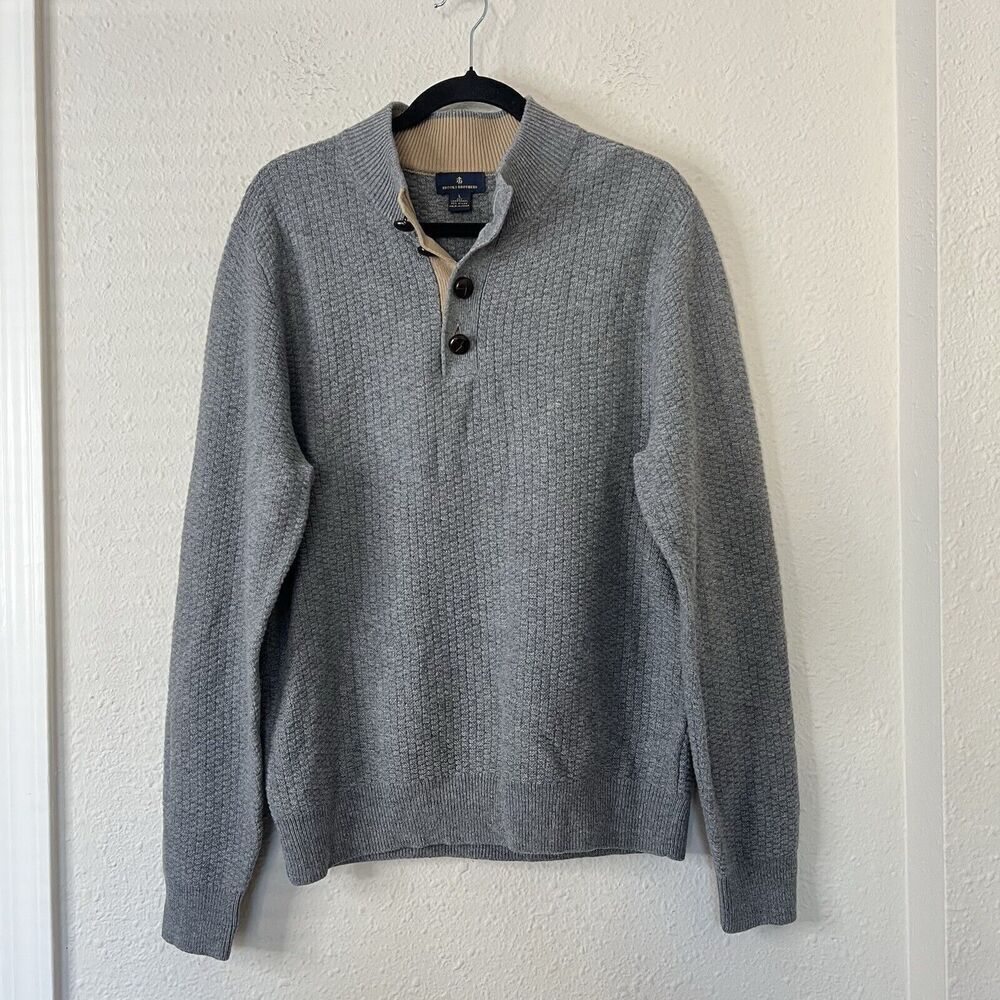 Brooks Brothers Gray Lambswool  Shawl Collar Sweater Men’s Size Large
