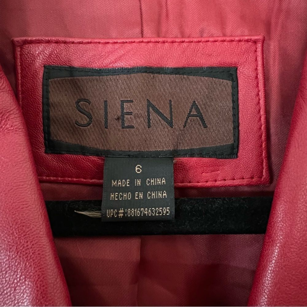 SIENA 100% Leather Red Blazer Jacket| Size 6