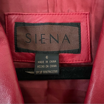 SIENA 100% Leather Red Blazer Jacket| Size 6