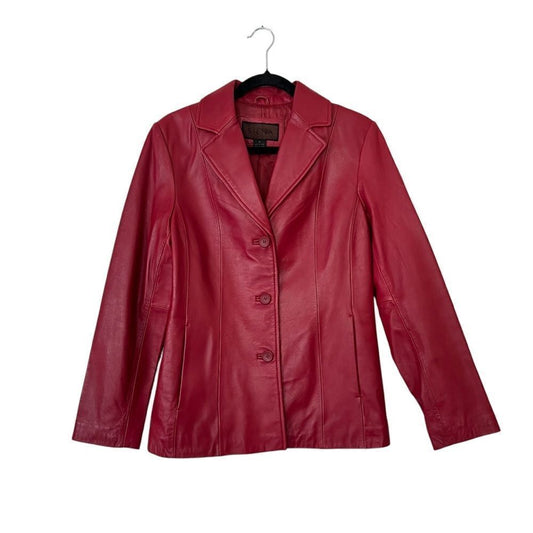 SIENA 100% Leather Red Blazer Jacket| Size 6