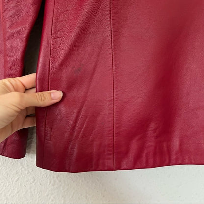 SIENA 100% Leather Red Blazer Jacket| Size 6