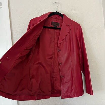 SIENA 100% Leather Red Blazer Jacket| Size 6