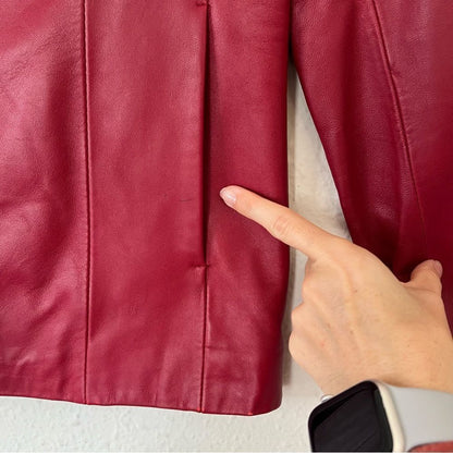 SIENA 100% Leather Red Blazer Jacket| Size 6