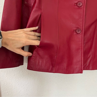 SIENA 100% Leather Red Blazer Jacket| Size 6
