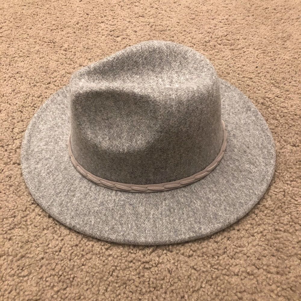 Grey Wide Brim Fedora Hat