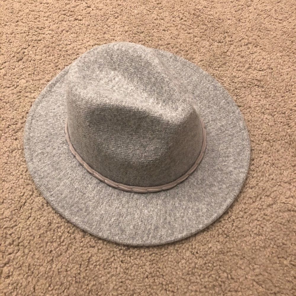 Grey Wide Brim Fedora Hat