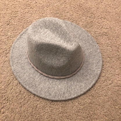 Grey Wide Brim Fedora Hat