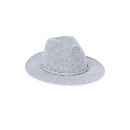 Grey Wide Brim Fedora Hat