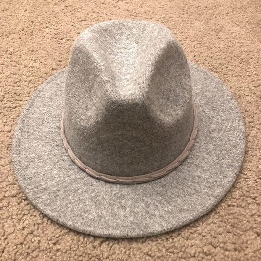 Grey Wide Brim Fedora Hat