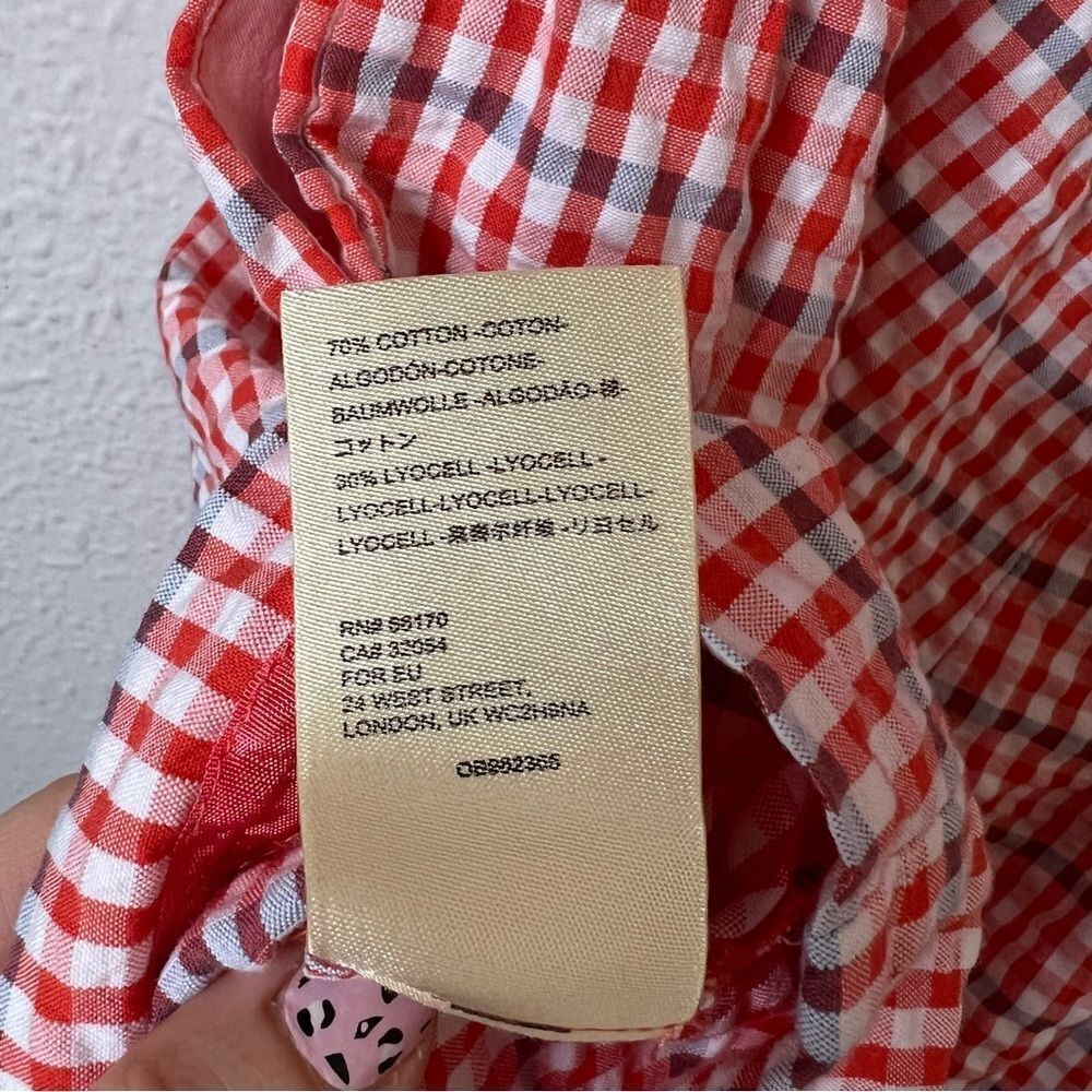 Anthropologie Gingham Off the Shoulder Seersucker Romper Size Medium