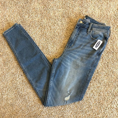 Old Navy Women’s Extra High Waisted Stretch Super Skinny Ripped Jeans Size 6Tall
