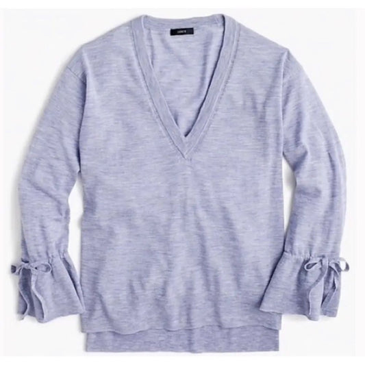 J. Crew 100% Merino Wool V-Neck Bell Sleeve Knit Sweater Size XXS