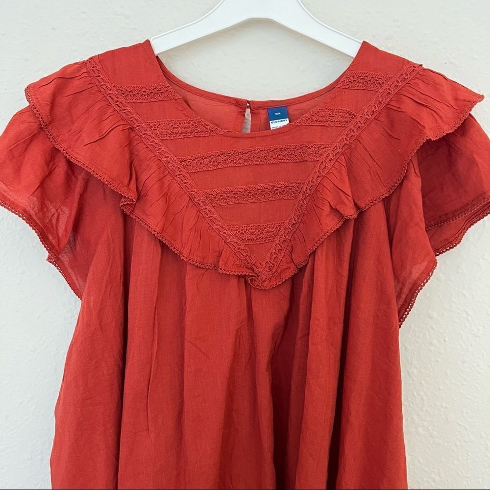 Old Navy Ruffled Lace-Trim Short-Sleeve Blouse Size XXL