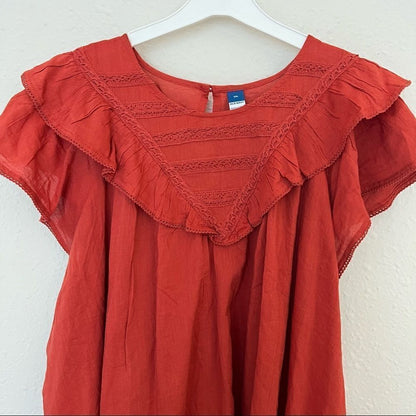 Old Navy Ruffled Lace-Trim Short-Sleeve Blouse Size XXL