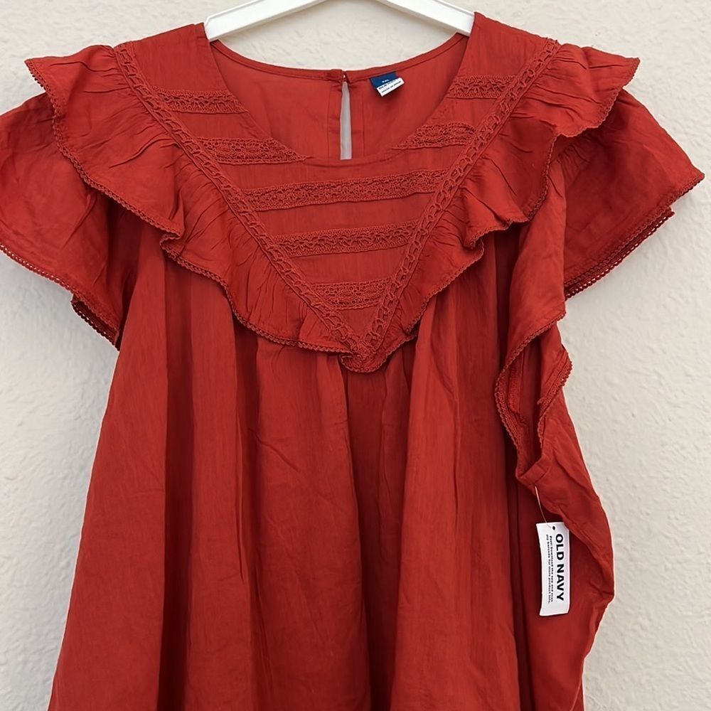 Old Navy Ruffled Lace-Trim Short-Sleeve Blouse Size XXL