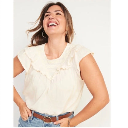 Old Navy Ruffled Lace-Trim Short-Sleeve Blouse Size XXL
