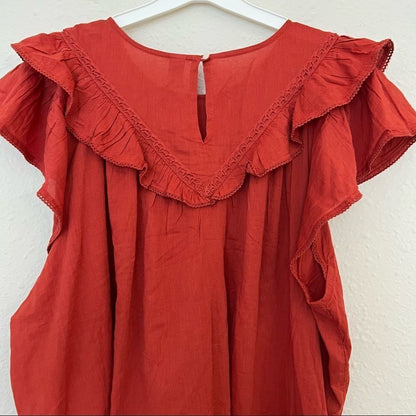 Old Navy Ruffled Lace-Trim Short-Sleeve Blouse Size XXL