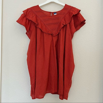 Old Navy Ruffled Lace-Trim Short-Sleeve Blouse Size XXL