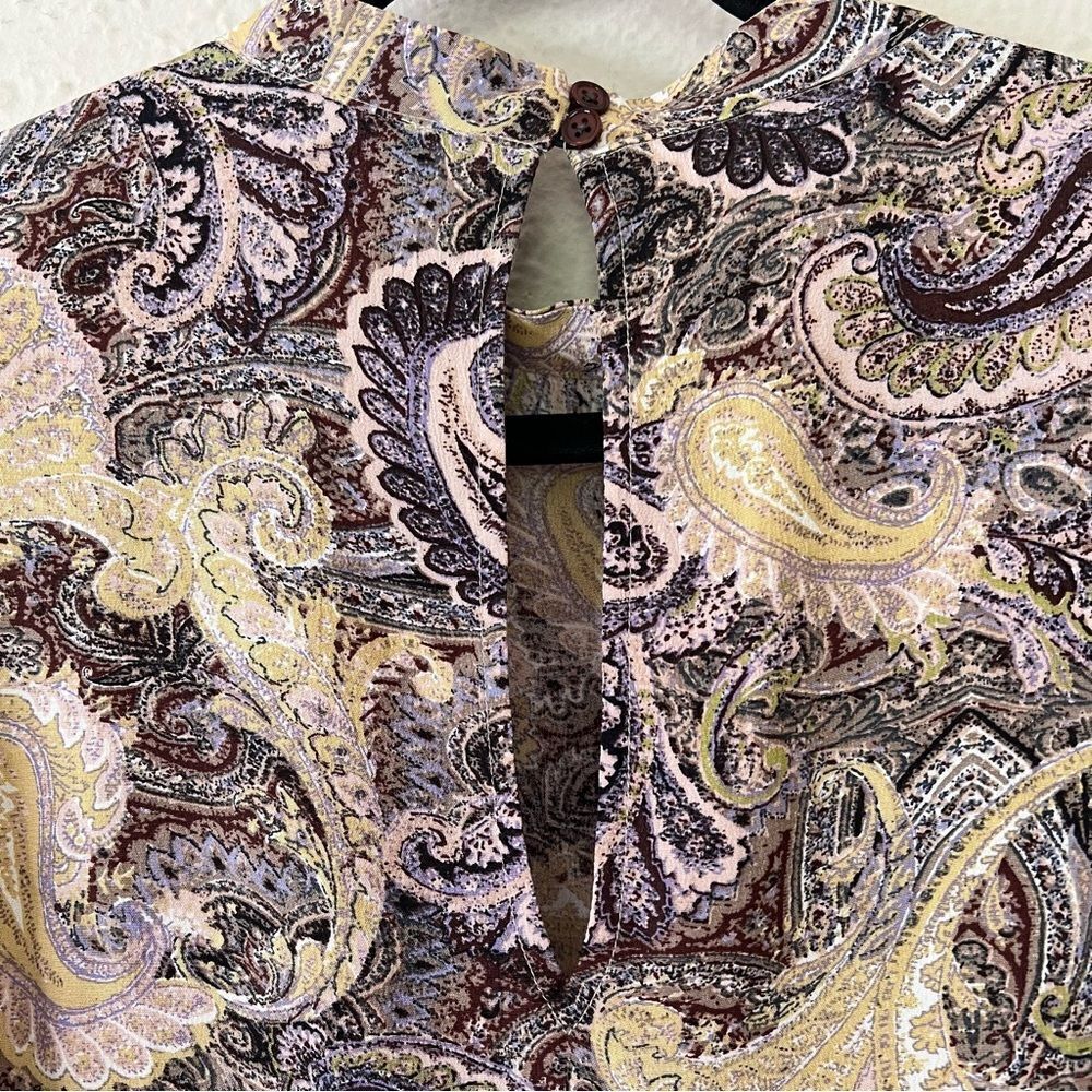 Sanctuary Paisley Babydoll Long Sleeve Blouse Top Size XS Peasant Boho