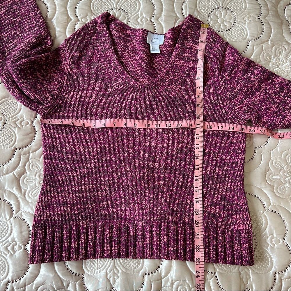 Ann Taylor LOFT Chunky Marled Knit V-neck Sweater Size Large
