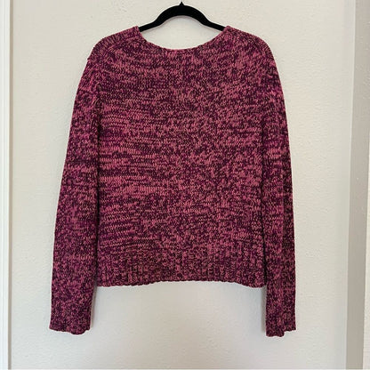 Ann Taylor LOFT Chunky Marled Knit V-neck Sweater Size Large
