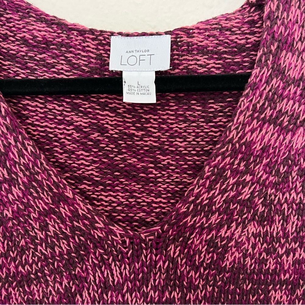 Ann Taylor LOFT Chunky Marled Knit V-neck Sweater Size Large