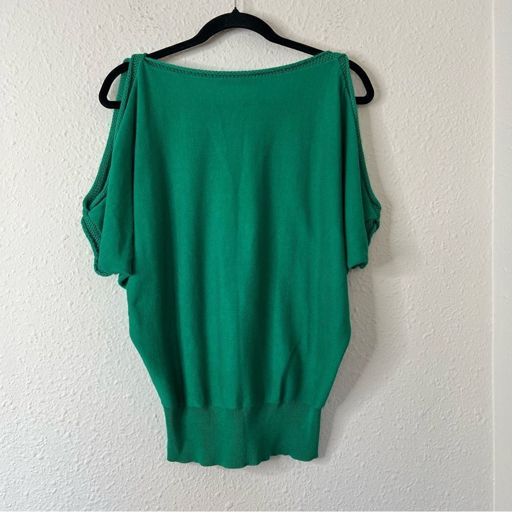 Trina Turk Cold Shoulder Short Sleeve Sweater in Green Size Small
