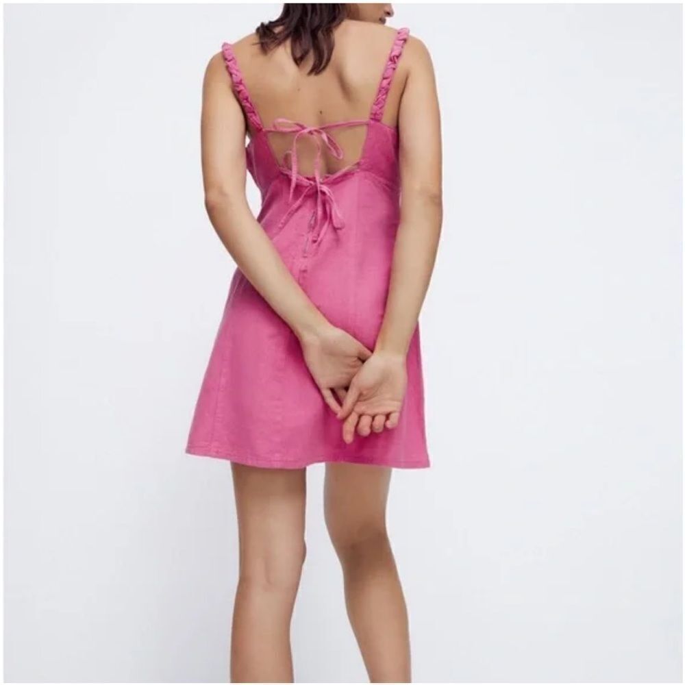 Zara Pink Linen Blend Mini Dress NEW Size Medium