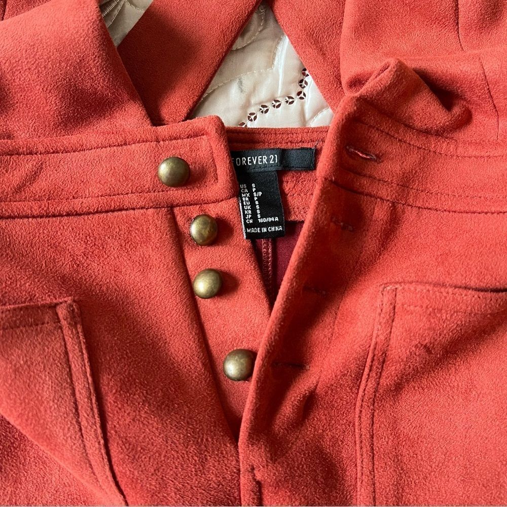 Faux Suede Pinafore Mini Dress in Rust Red Size Small