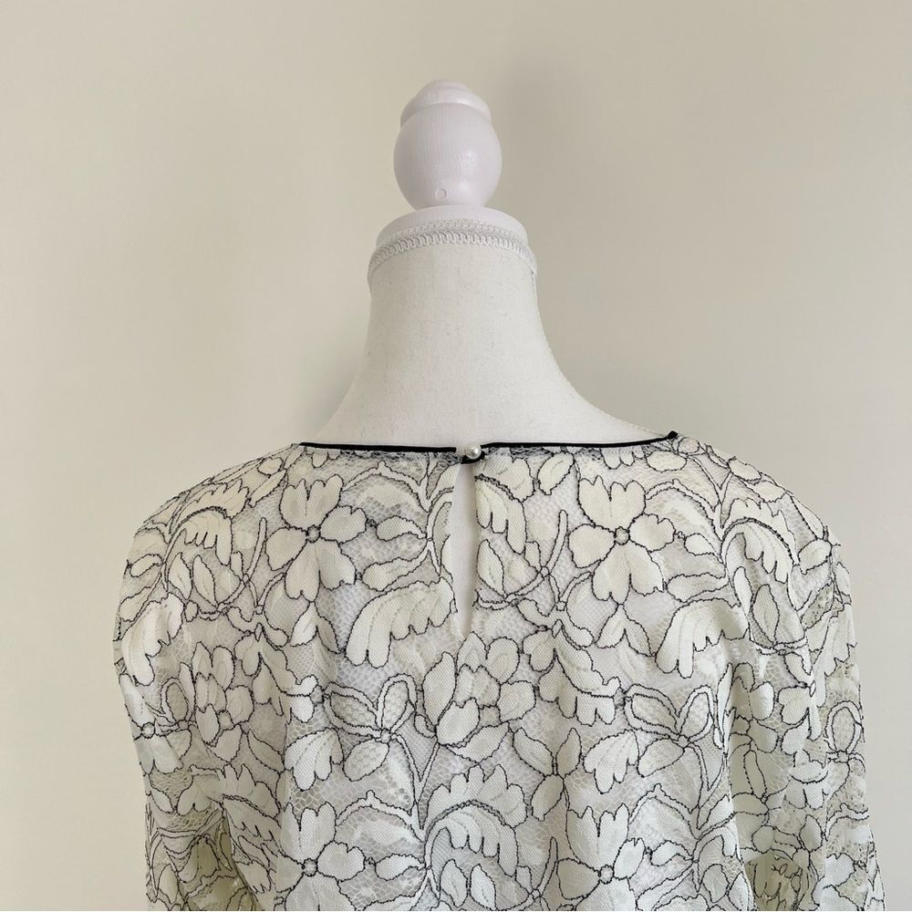 KARL LAGERFELD Paris Floral Lace Overlay Blouse Bell Sleeve NEW Size Medium