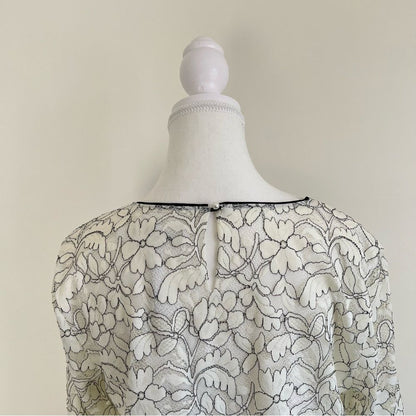 KARL LAGERFELD Paris Floral Lace Overlay Blouse Bell Sleeve NEW Size Medium