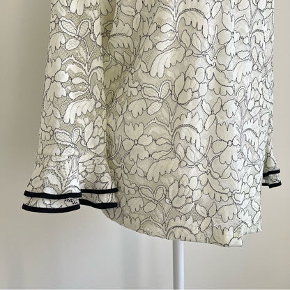 KARL LAGERFELD Paris Floral Lace Overlay Blouse Bell Sleeve NEW Size Medium