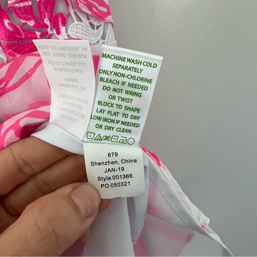 Lilly Pulitzer Olive Ruffle Tiered Top Size 8 Pink Floral Sleeveless